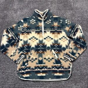 Wrangler Mens Fleece Pullover Quarter Zip S Aztec Southwestern Multicolor